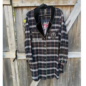 ARATTA Silent Journey Duster COAT plaid black XL plaid floral